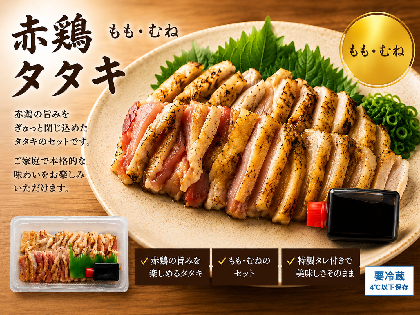 赤鶏タタキ（モモ・ムネ）